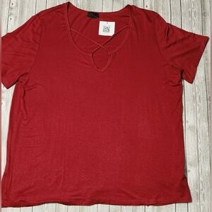 Shiela Rose Women's Red Short Sleeve Criss Cross Top 2XL - New With Tags